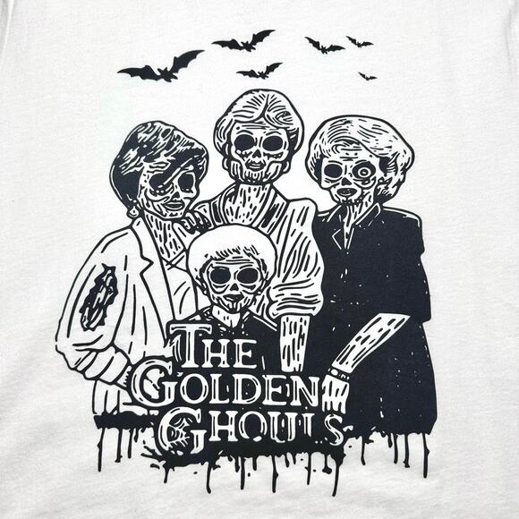 Canvas | Unisex | The Golden Ghouls Novelty Print Short Sleeve Tee | Size Large - Picture 7 of 8